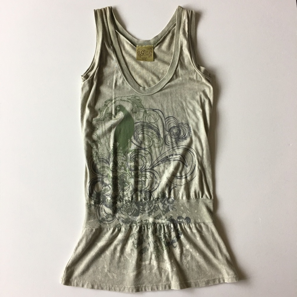 boutique • peacock motif tunic tank top